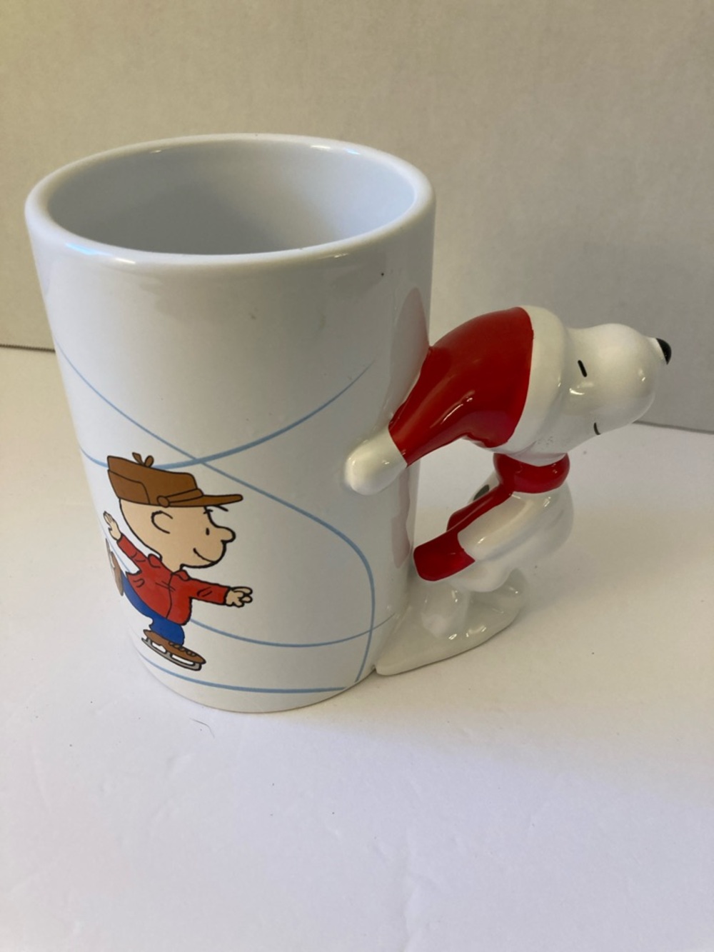 Peanuts White Red Snoopy skating Character Mug 50yr Anniversary